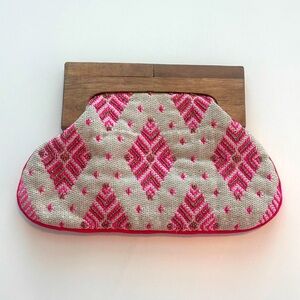 Beaded Cloth Clutch with Wooden Top